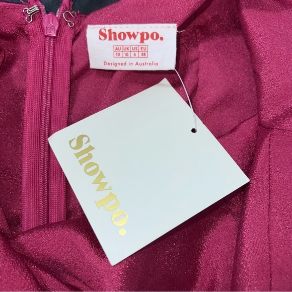 Showpo Maxi Dress Women’s Size 6 Satin Hot Pink Slit Front Sleeveless Gown B20 - Picture 8 of 12